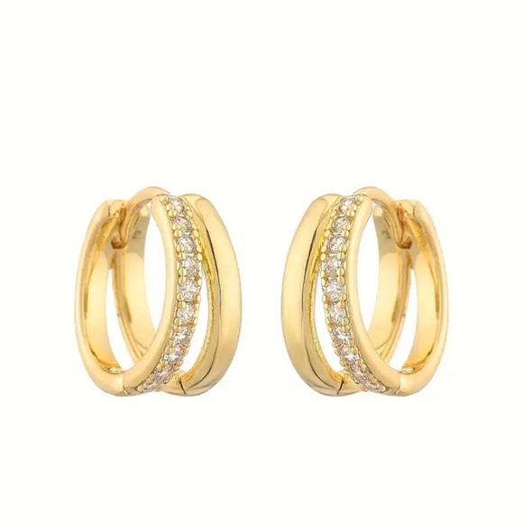 Fashion Jewelry Jewelry - Fashion Jewelry Gold Huggie Earrings with Crystal Accents